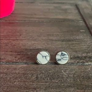 🛍 Marble Dot Earrings with Gold Frame